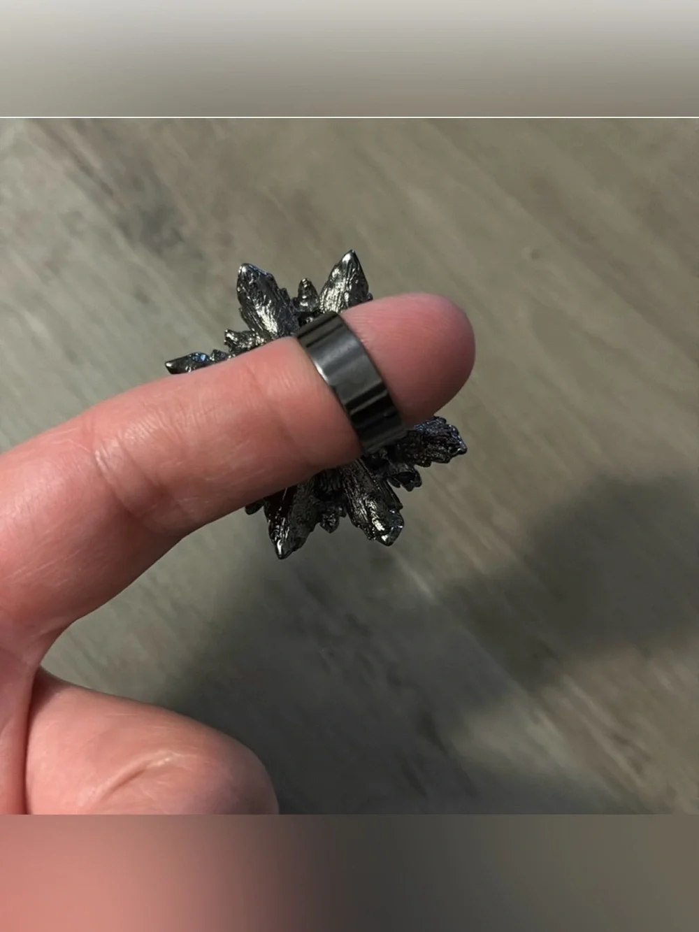 Statement Flower Ring in Gunmetal with Faceted Crystal Center